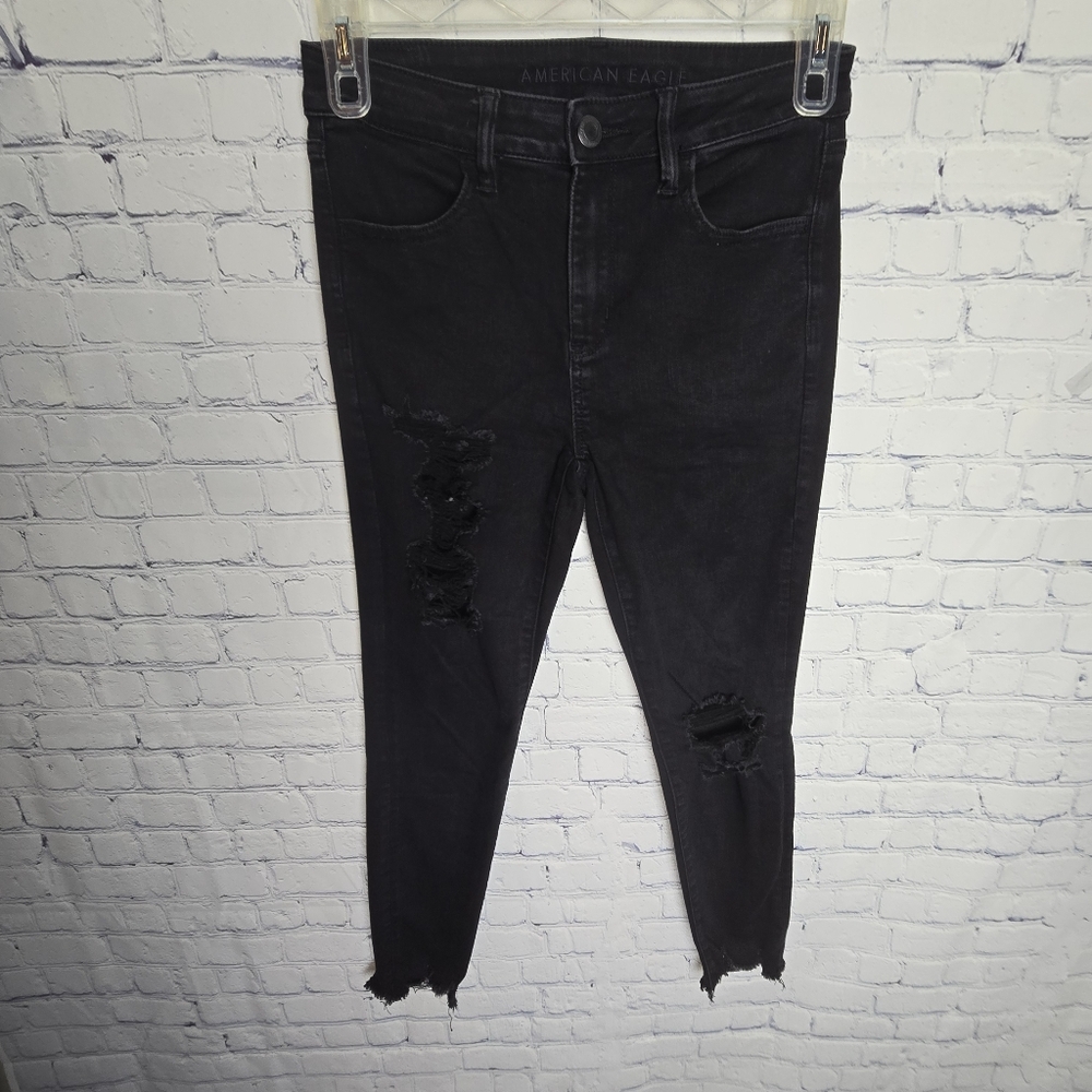 American Eagle Outfitters Black Denim Next Level Stretch Jeans 8 Short
